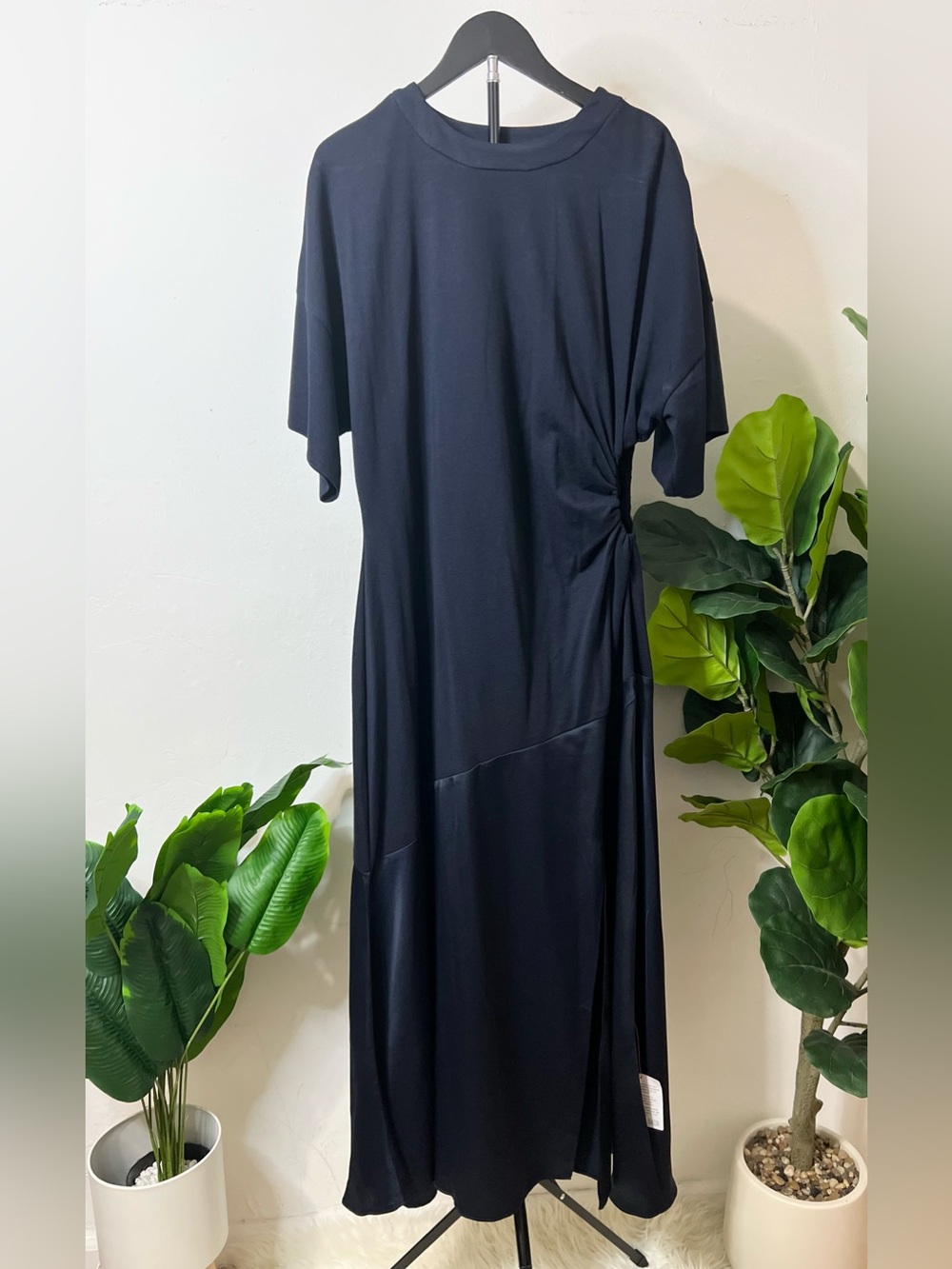 ARRANGE Asos Black Ruched Maxi Dress NWT Minimalist Occasionwear Size 14